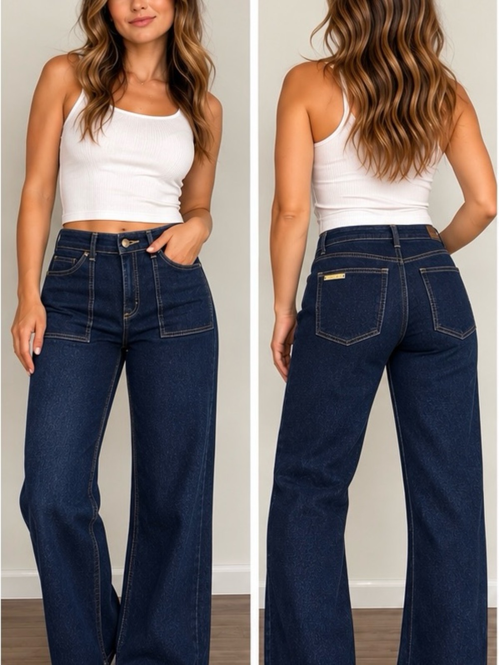 Michael Kors Women’s Wide Leg Jeans Size 6 Dark Indigo High Rise NWT Style NWOT